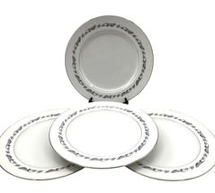 Vintage Style House Fine China REGAL Ware Dinner Plates Platinum White Set Of 4 - $29.69