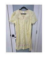 Vintage GS Yellow Floral Nightgown 1X House Dress Button Front 40&quot; Long - $463.34 MXN