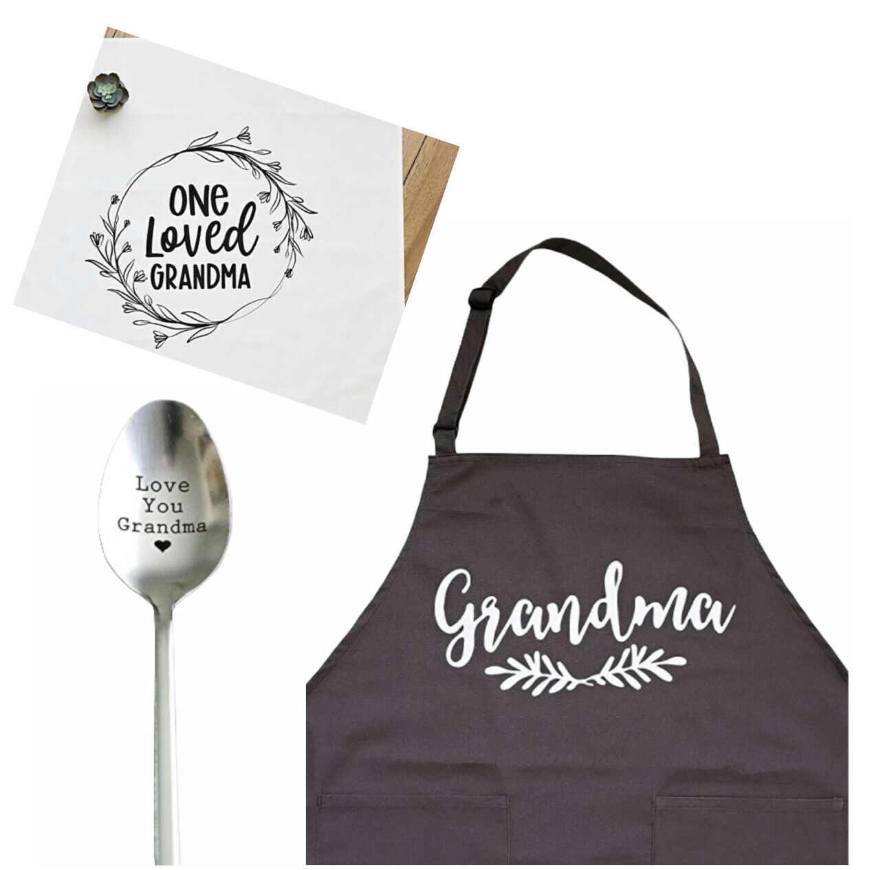 Grandma Gifts- Gifts for Grandma from Grandchildren - Apron, Spoon &amp; Tea... - $15.83