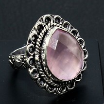 Bague en argent massif 925 pierre précieuse quartz rose naturel fait main... - £5.06 GBP