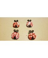 Novelty Buttons (new) 1&quot; (4) FLOWER LADYBUGS MIX #33 - £3.52 GBP