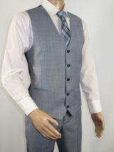 Men Suit BERLUSCONI Turkey 100% Italian Wool Super 180's 3pc Vested #Ber7 Sky image 7