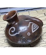 VTG Brown Mexico Pottery Large Jug Pitcher Signed Mateos Stairs Swirl Tr... - €69,46 EUR