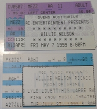 Willy Nelson Original 1999 Ticket Stubs Pine Knob Theatre USA Ovens Audi... - £7.64 GBP