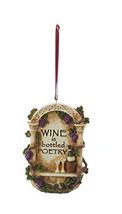 Kurt S. Adler VIN-YARD Wine PLAQUE/SIGN Christmas Ornament &quot;Wine Is Bottled...&quot; - £10.25 GBP