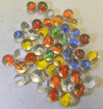 #16775m Vintage Group of 45 Peltier Glass Banana Cat&#39;s Eye Marbles .62 to .64 In - $49.99