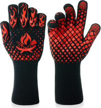 1472°F Heat Resistant Grilling Gloves Non-Slip Silicone Grip Design, Bar... - $22.73