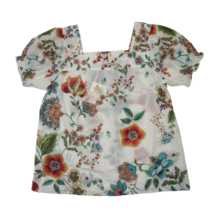 NWT Johnny Was Ekru Ardell Puff Sleeve Top in Ivory Floral Print Sheer Blouse M - £85.77 GBP