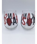 Arkansas Razorback stemless wine Or Water glasses set of 2 Black N Red L... - £9.85 GBP