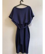 NEW Marina Navy Blue Boatneck Belted Midi Dress XL NWT - $44.55