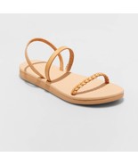 Universal Thread Women&#39;s Tommie Triple Strap Sandals Size 8 Tan New - $16.44