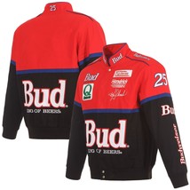 Nascar Ken Schrader JH Design Budweiser Bud King of Beers Blk Red Cotton Jacket - £125.15 GBP