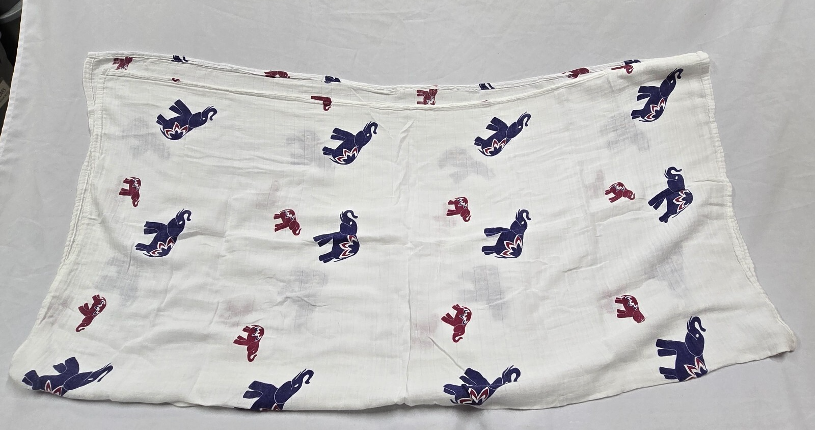 Aden & Anais Silky Soft Bamboo Swaddle Blanket~ Red & Navy Blue Indian Elephants Item image 2