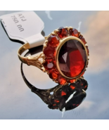 14K ITALIAN YELLOW GOLD MOZAMBIQUE CARNET FLOWER RING  SIZE 6.5  3.5 GRAM - $8,103.67 MXN