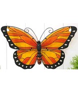Monarch Butterfly Wall Plaque Suncatcher 24&quot; Wide Painted Stained Glass ... - £62.29 GBP