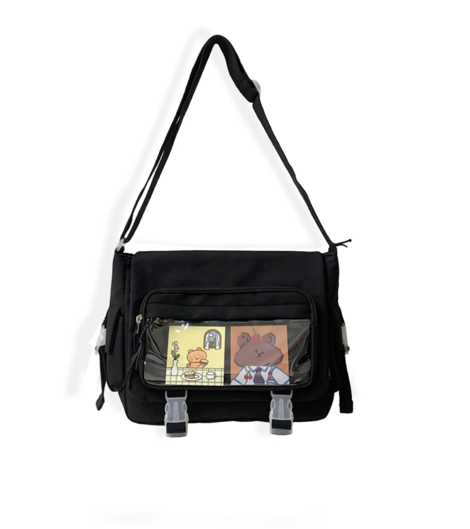 Ese style harajuku solid crossbody messenger bag shoulder tote bag for daily use school thumb200