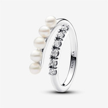 925Sterling Silver Pandora Fresh Water Pearl Pavement Open Ring,Gift For... - £15.94 GBP