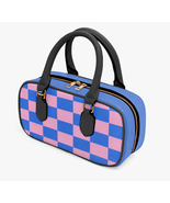 Leather Checkmate Chic Boston Bag | Retro Blue &amp; Pink Handbag | Free Ship  - €36,90 EUR
