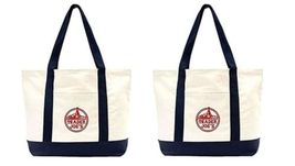 Trader Joe&#39;s Large Tote Shopping Bag Cotton Canvas Embroidered Bag (Set ... - $19.59