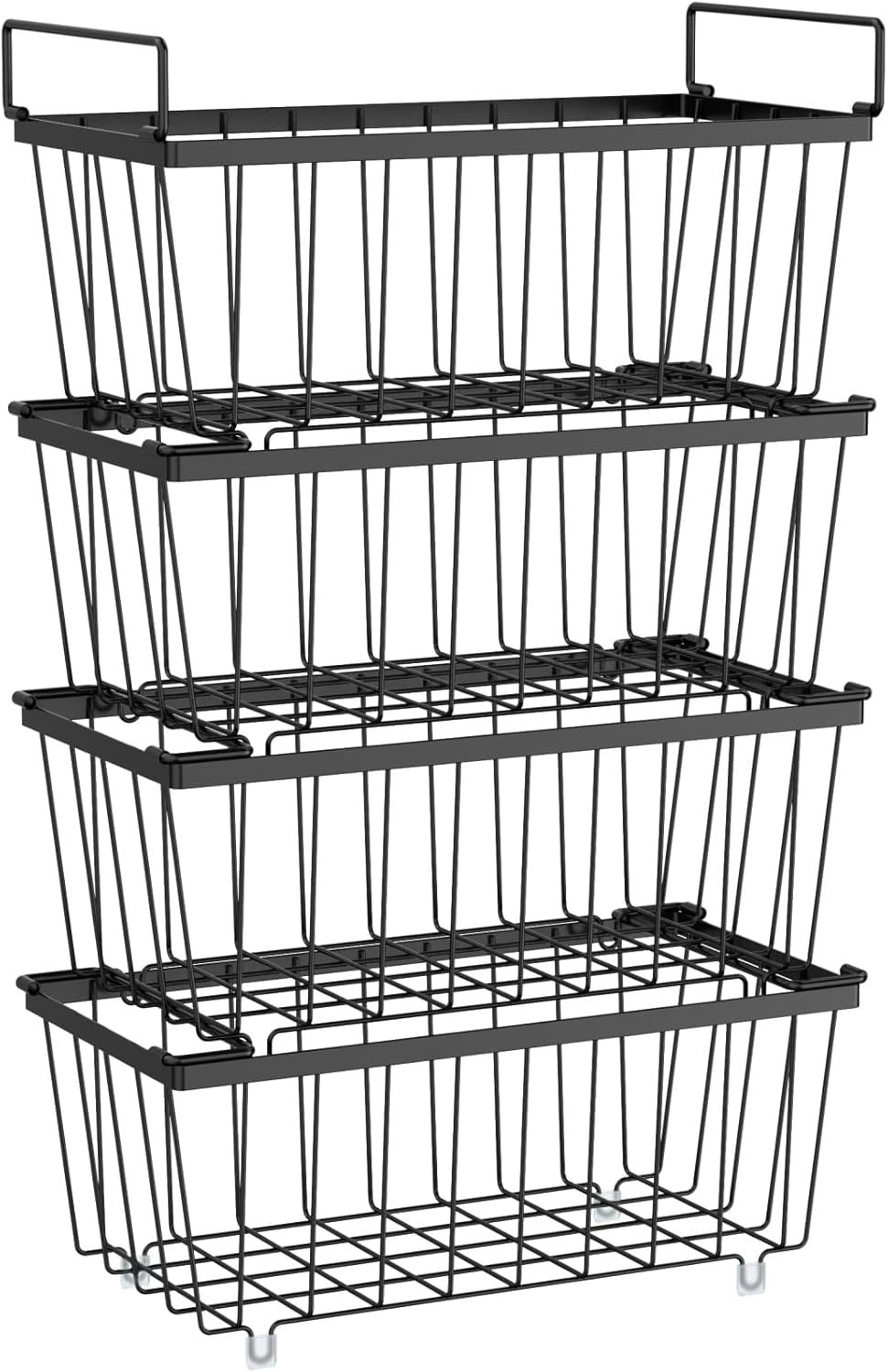 Ispecle Freezer Organizer Bins - 4 Pack Small Stackable Deep Freezer, Black - $48.99