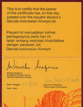 1979 Equator Certificate Indonesia Garuda Airways Soepono Plane Flight Asia - £18.73 GBP