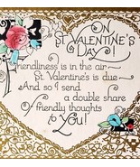 On St Valentine&#39;s Day Victorian Greeting Card Watercolor Gold Floral PCBG6D - $54.69 CAD