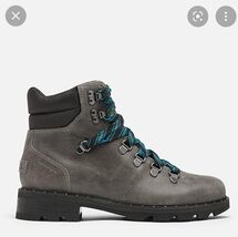 Women&#39;s Sorel Lennox Hiker Booties Grey Leather Boots $220, Sz 6, New! - $89.09