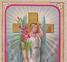 1880&#39;s Antique Victorian Religious New Year Card W/ Lace, Angel, Flowers... - $10.00