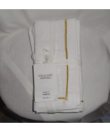 NWT WILLIAMS-SONOMA SET OF 4 WHITE METALLIC NAPKINS 20&quot; x 20&quot;F - $30.84 CAD