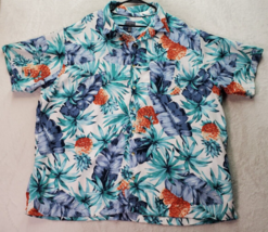 Van Heusen Shirt Mens 3XL Blue Multi Hawaiian Chest Pocket Collared Button Down - £19.71 GBP