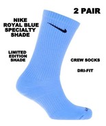 2 PAIR NIKE EVERYDAY Performance Crew DRI-FIT Socks ROYAL BLUE WOMENS 10-13 - €19,04 EUR