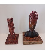 Pair of Exotic Wood and Water Buffalo Horn Carved Figures R. T. Kavanaug... - €120,75 EUR