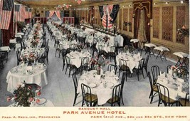 Banquet Hall Interior Park Avenue Hotel New York City 1910c postcard - £6.32 GBP