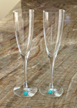 Tiffany &amp; Co Crystal Set of 2 Classic Fluted Champagne Glasses 9 1/4&quot; Tall - £64.80 GBP