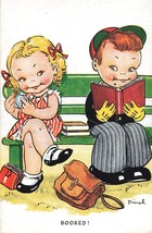 Tuck Boy with Book Watches Girl With Make Up Booked! Dinah Postcard N43 - £5.64 GBP