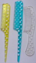 Vintage 3 Mod Plastic Combs Yellow, Blue &amp; White - $4.99