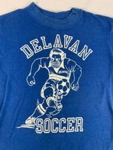 Vintage Soccer T Shirt Single Stitch Delavan Wisconsin Youth Medium 80s 90s - £15.97 GBP