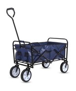 Rolling Collapsible Garden Cart Camping Wagon, with 360 Degree - Blue - £74.73 GBP