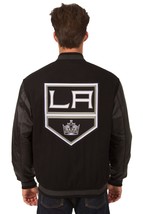 NHL Los Angeles Kings Wool Leather Reversible Jacket Embroidered Logos Black JHD - £215.77 GBP