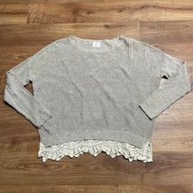 Pins &amp; Needles Oatmeal Brown Pullover Sweater Lace Trim Womens Size Medium - £7.82 GBP