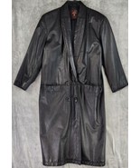 G III Jacket Womens Medium Black Leather Vintage Double Breast Long Tren... - £78.88 GBP