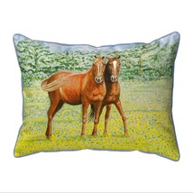 Betsy Drake Two Horses Large Indoor Outdoor Pillow 16x20 - £36.99 GBP