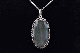 925 Argent Sterling Labradorite Pierre Précieuse Main Pendentif Femme Ferme - £46.20 GBP