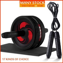 New 2 in 1 Ab Roller&amp;jump Rope No Noise Abdominal Wheel Ab Roller with Mat F - £14.38 GBP+