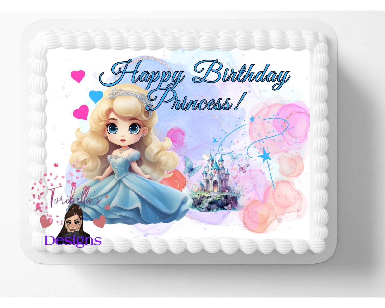 Personalized Happy Birthday Glass Slipper Princess Edible Image Princess Design  - $16.47