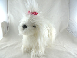 Battat White maltese Puppy Dog Plush very Soft Long Haired with Pink Bow... - £10.94 GBP