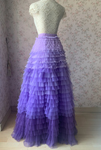 Purple Tiered Tulle Maxi Skirt Outfit Women Plus Size Tiered Ball Gown image 9