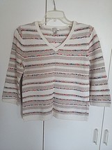 CHRISTOPHER &amp; BANKS LADIES V-NECK 3/4-SLEEVE SWEATER-S-GENTLY WORN-COTTO... - $75.96 MXN