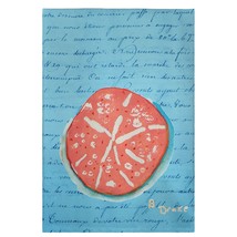Betsy Drake Coral Sand Dollar Blue Script Guest Towel - £27.62 GBP