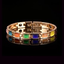 Crystal Gem Woman Magnetic Bracelet Health Energy Gold Fashion Jewelry L... - $11.34
